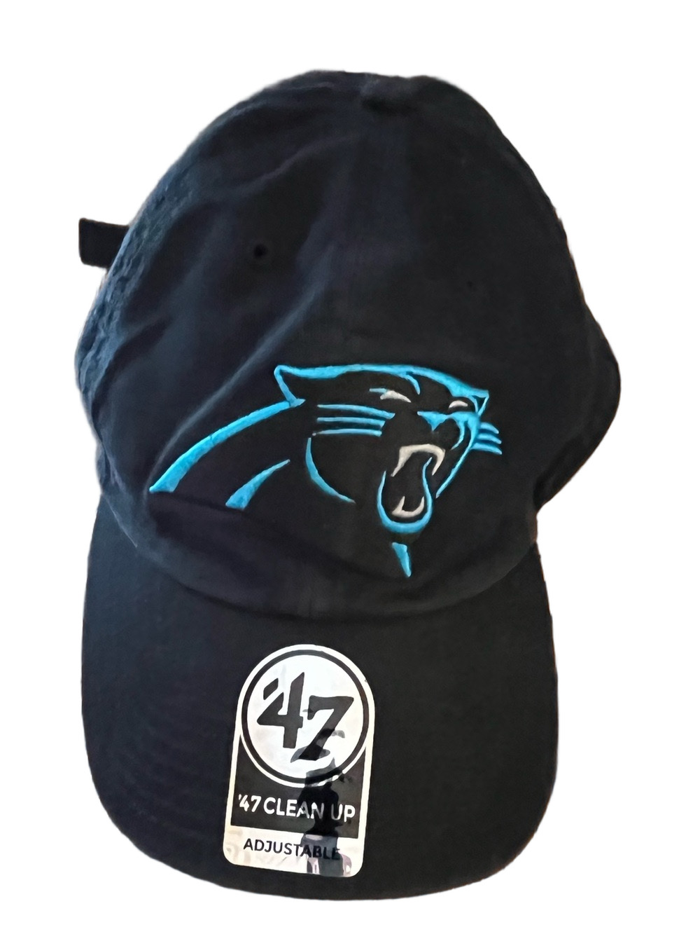 '47 Brand Carolina Panthers Clean Up Strapback Hat Black OSFA
